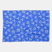 Menorah Star von David Hanukkah Pattern Blue White Geschirrtuch (Horizontal)