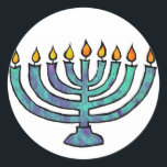 Menorah Stickers<br><div class="desc">Blaue Menorah mit Kerzen.</div>