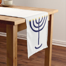 Menorah Table Runner White Navy Großer Tischläufer