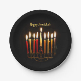 Menorah und Candles Hanukah Lights Pappteller