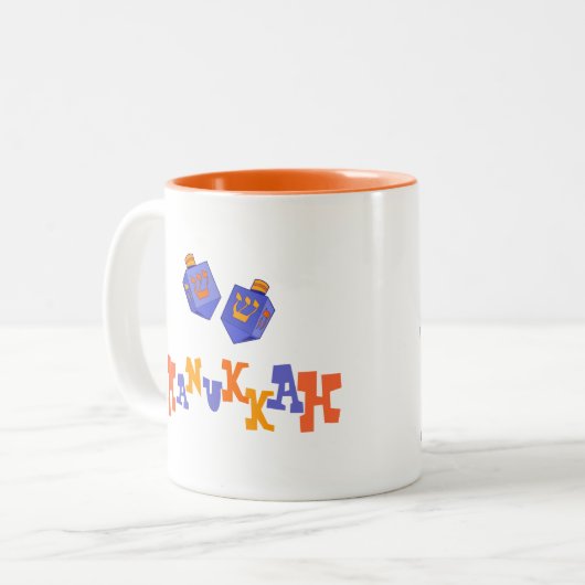 Menorah und Dreidels Hanukkah Gift Zweifarbige Tasse (Vorderseite Links)
