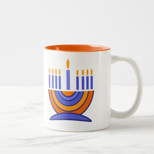 Menorah und Dreidels Hanukkah Gift Zweifarbige Tasse (Rechts)