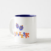 Menorah und Dreidels Hanukkah Gift Zweifarbige Tasse (Vorderseite Links)