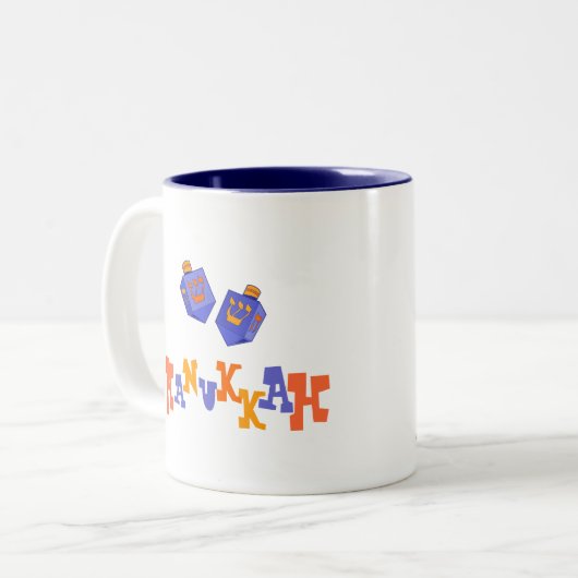 Menorah und Dreidels Hanukkah Gift Zweifarbige Tasse (Vorderseite Links)