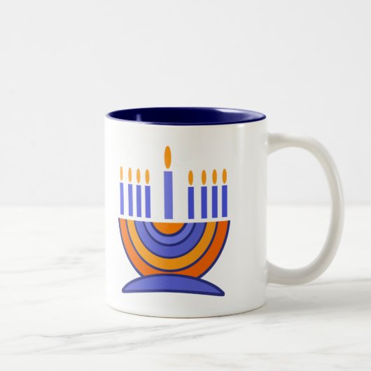 Menorah und Dreidels Hanukkah Gift Zweifarbige Tasse (Rechts)