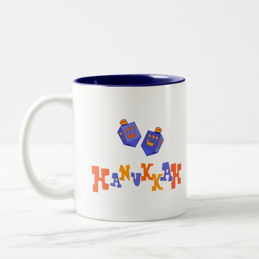 Menorah und Dreidels Hanukkah Gift Zweifarbige Tasse (Links)
