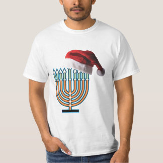 Menorah und Santa Claus Hat zu Weihnachten T-Shirt