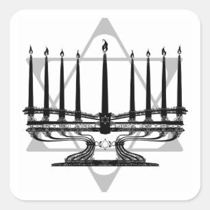 Menorah und Star Quadratischer Aufkleber
