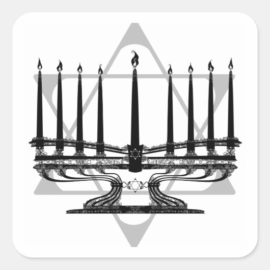 Menorah und Star Quadratischer Aufkleber (Vorderseite)