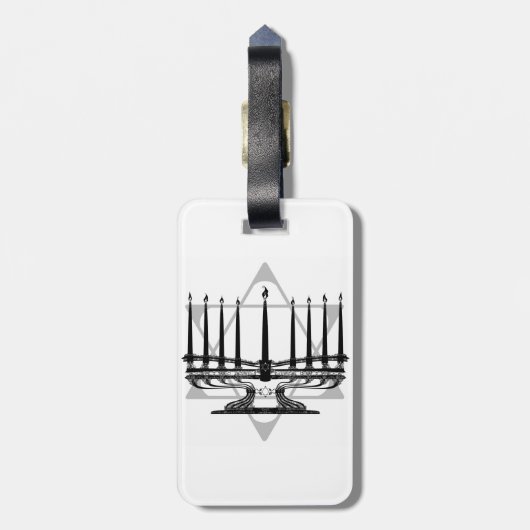 Menorah und Stern Gepäckanhänger (Rückseite vertikal)