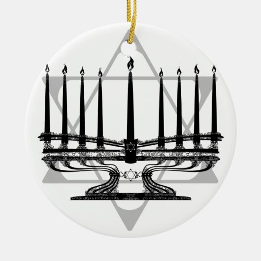 Menorah und Stern I Keramik Ornament (Vorne)