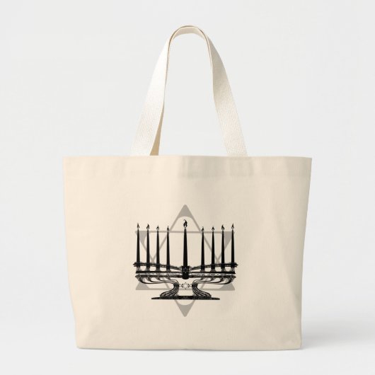 Menorah und Stern Jumbo Stoffbeutel (Vorne)