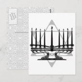 Menorah und Stern Postkarte (Vorne/Hinten)