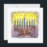 Menorah Watercolor Hanukkah Card Karte<br><div class="desc">"Menorah" ist ein originales Bild mit Aquarellfarbe, das auf einer zweiseitigen Karte gedruckt ist. Die Rückseite ist leer verlassen, damit Sie Ihre eigenen Hanukkah-Grüße hinzufügen können.</div>