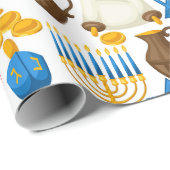 Menorahs für Chanukka Geschenkpapier (Rolleneckpunkt)
