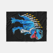 Menorasaurus Chanukka T Rex Dinosaur Dino Hanukka Fleecedecke (Vorderseite (Horizontal))