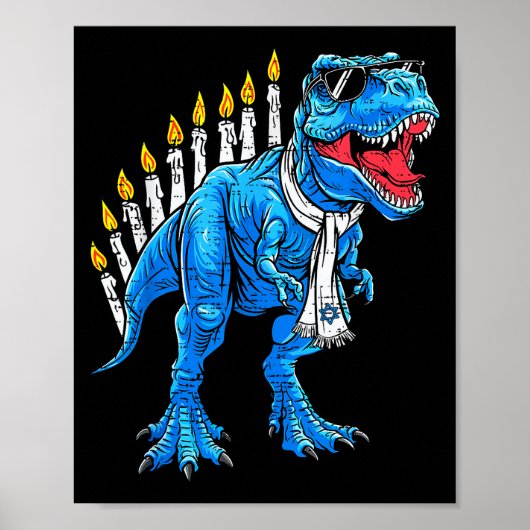 Menorasaurus Chanukka T Rex Dinosaur Dino Poster (Vorne)