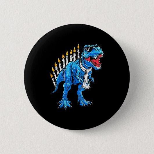 Menorasaurus Hanukkah T Rex Dinosaur Dino Chanukah Button (Vorderseite)