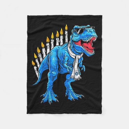 Menorasaurus Hanukkah T Rex Dinosaur Dino Chanukah Fleecedecke (Vorderseite)
