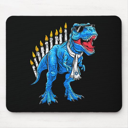 Menorasaurus Hanukkah T Rex Dinosaur Dino Chanukah Mousepad (Vorne)