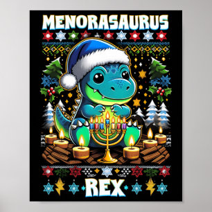 Menorasaurus Rex Dino Trex hässlicher Weihnachtspu Poster