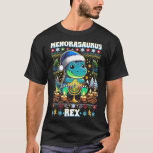 Menorasaurus Rex Dino Trex hässlicher Weihnachtspu T-Shirt