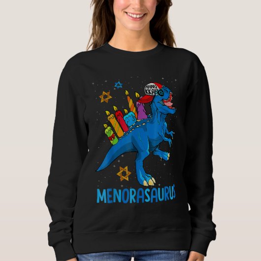 Menorasaurus Rex Dinosaur Menorah Hanukkah Sweatshirt (Vorderseite)