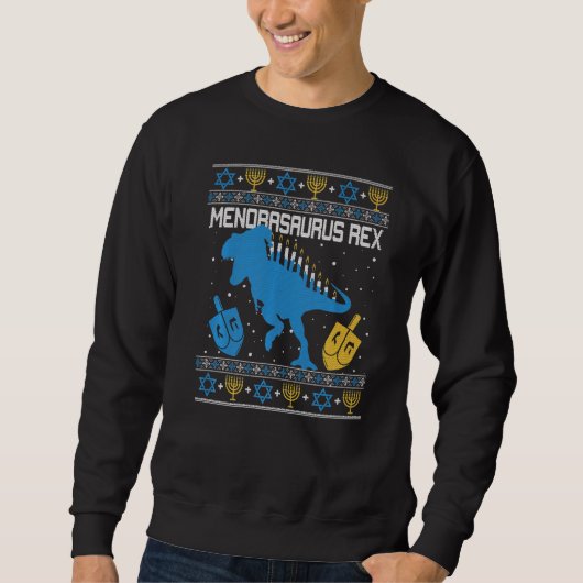 Menorasaurus Rex Dinosaur T Rex Hanukkah Menorah B Sweatshirt (Vorderseite)
