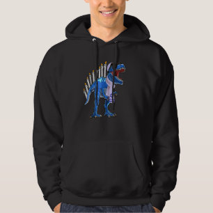 Menorasaurus Rex Rex Dinosaur Chanukka Hoodie