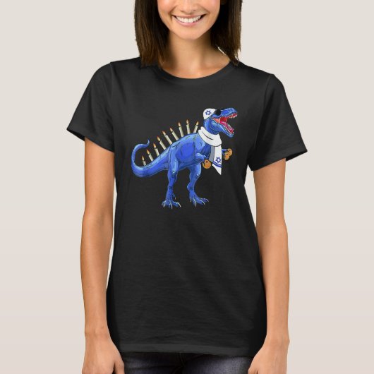 Menorasaurus Rex Rex Dinosaur Hanukkah Mens Women T-Shirt (Vorderseite)