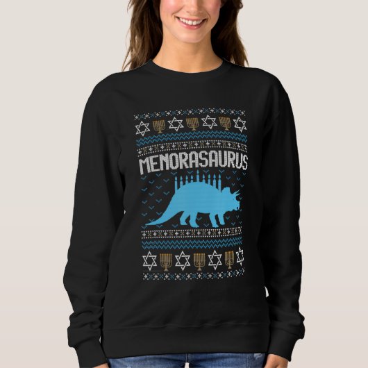 menorasaurus rex rex dinosaur happy hanukkah chris sweatshirt (Vorderseite)