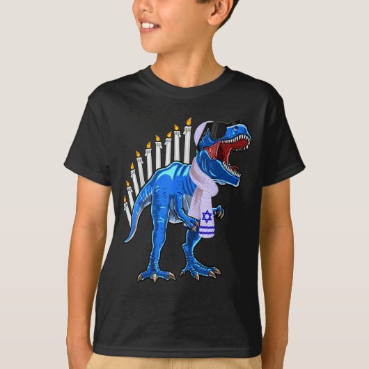 Menorasaurus Rex Shirt T Rex Dinosaur Hanukkah Gif (Vorderseite)