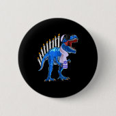 Menorasaurus Rex Shirt T Rex Dinosaur Hanukkah Gif Button (Vorderseite)