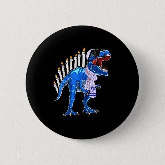 Menorasaurus Rex Shirt T Rex Dinosaur Hanukkah Gif Button (Vorderseite)