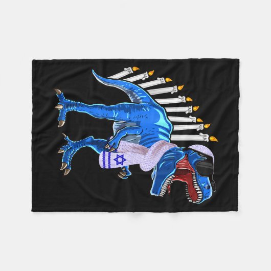 Menorasaurus Rex Shirt T Rex Dinosaur Hanukkah Gif Fleecedecke (Vorderseite (Horizontal))