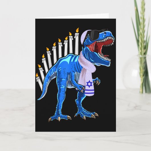 Menorasaurus Rex Shirt T Rex Dinosaur Hanukkah Gif Karte (Vorderseite)