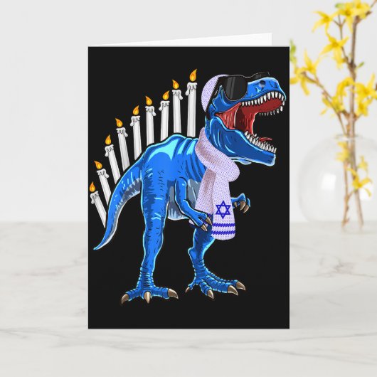 Menorasaurus Rex Shirt T Rex Dinosaur Hanukkah Gif Karte (Gelbe Blume)