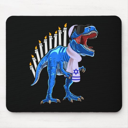 Menorasaurus Rex Shirt T Rex Dinosaur Hanukkah Gif Mousepad (Vorne)