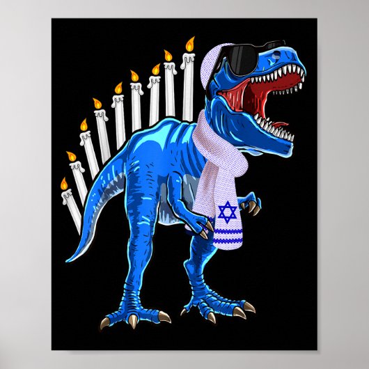Menorasaurus Rex Shirt T Rex Dinosaur Hanukkah Gif Poster (Vorne)