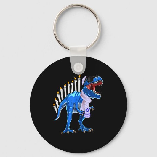 Menorasaurus Rex Shirt T Rex Dinosaur Hanukkah Gif Schlüsselanhänger (Vorderseite)