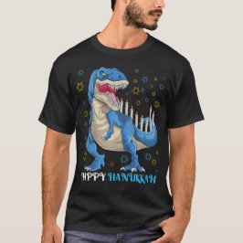 Menorasaurus Rex T Rex Dinosaur Hanukkah T-Shirt