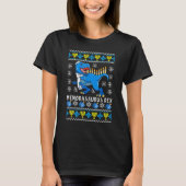 Menorasaurus Rex Trex Menorah Ugly Hanukkah Chanuk T-Shirt (Vorderseite)
