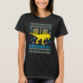 Menorasaurus Rex Trex Menorah Ugly Hanukkah T-Shirt (Vorderseite)