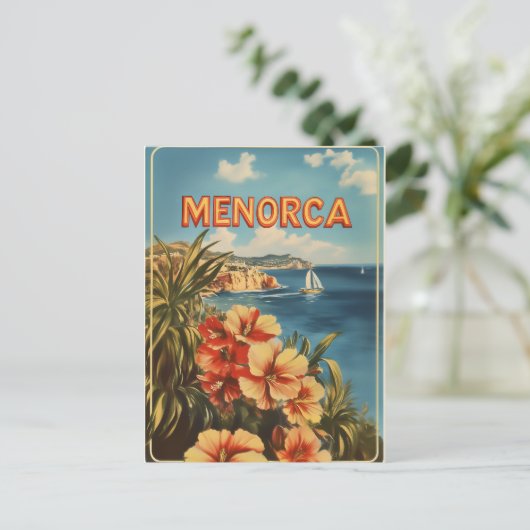 Menorca Blume Vintag Postkarte (Stehend Vorderseite)