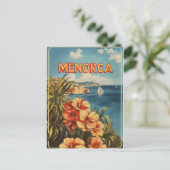 Menorca Blumen vintage Postkarte (Stehend Vorderseite)