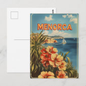 Menorca Blumen vintage Postkarte (Vorne/Hinten)