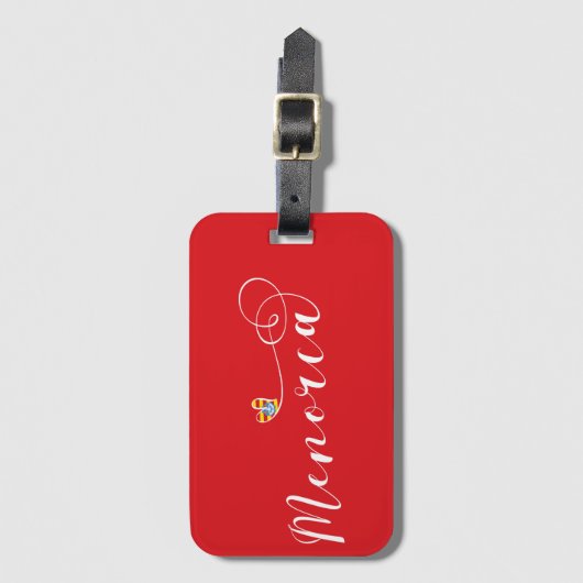 Menorca Flaggenherz, Balearen Gepäckanhänger (Vorderseite Vertikal)