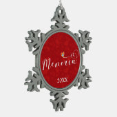 Menorca Flaggenherz, Balearen Keramik Ornam Schneeflocken Zinn-Ornament (Links)