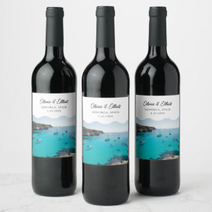 Menorca Gastgeschenk Hochzeit Personalisiert Wine  Weinetikett
