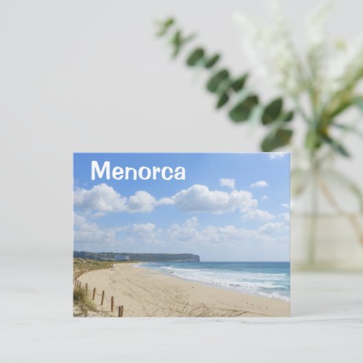 Menorca Son Bou Beach Postkarte (Stehend Vorderseite)